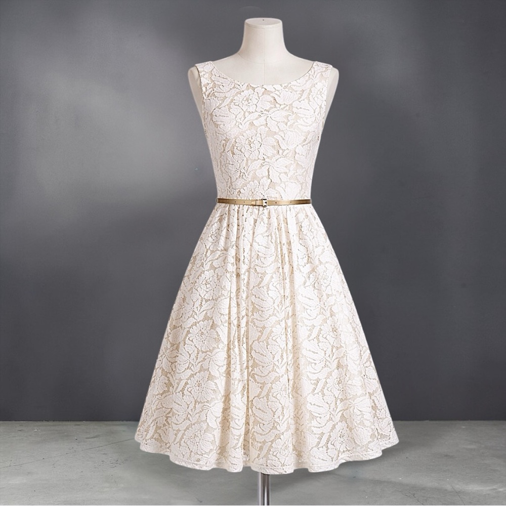 Jessica Howard Sleeveless Cream Lace Fit-and-Flare Dress - Picture 5 of 11